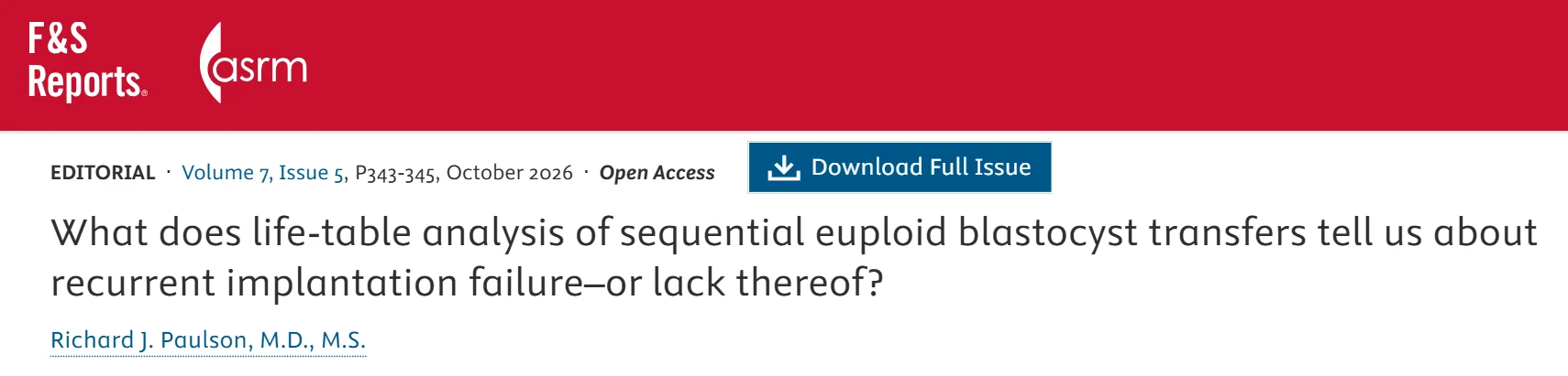 Richard Paulson: RIF Is a Statistical Problem, Not an Inherent Problem With Uterine Receptivity