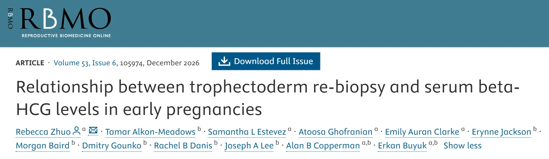The Relationship Between Trophectoderm Biopsy and Early Pregnancy Outcomes – RBMO
