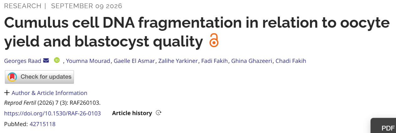 Georges Raad: Associations Between Cumulus Cell DNA Fragmentation and Embryological Outcomes